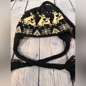 VINTAGE Original Moriarty Stowe VT Naughty Deer Navy Cream Wool Ski Hat Wool